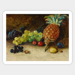 Still Life with a Pineapple, Grapes, Nuts and Plums by John Atkinson Grimshaw Sticker